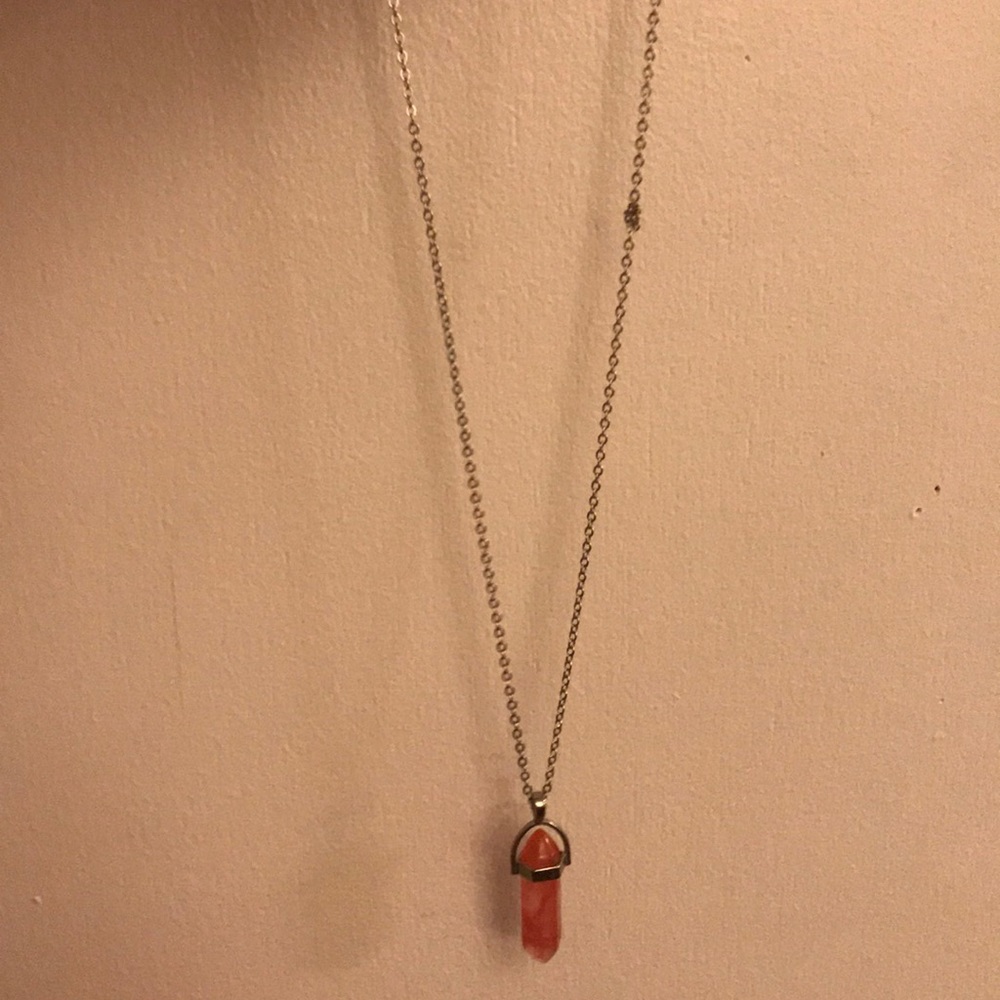 Rose quartz crystal necklace